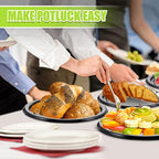 48 Pcs 12" Serving Platters with Lids Black Plastic Round in one size in black, white and clear, alternate view 6