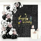 48 Pcs Black Shimmer Wall Backdrop,6x8 FT for Party in 6x8 FT