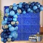 48 PCS Blue Shimmer Wall Backdrop, Square Sequin Photo Backdrops Panel, Glitter Wall Background for Birthdays, alternate view