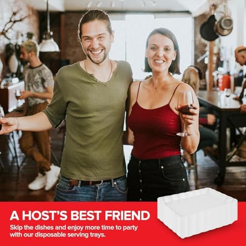 (48 Pcs) Clear Plastic Serving Tray 9x13, Large Plastic Serving Platter Disposable, Rectangle Party Trays and, alternate view