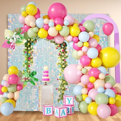 48 PCS Colorful Blue Shimmer Wall Backdrop, Square Sequin Photo Backdrops Panel, Glitter Wall Background for, alternate view