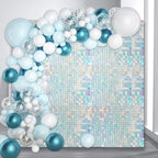 48 PCS Colorful Blue Shimmer Wall Backdrop, Square Sequin Photo Backdrops Panel, Glitter Wall Background for, alternate view