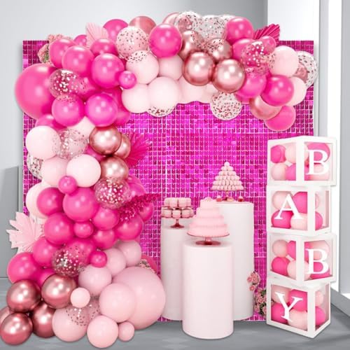 48 PCS Fuchsia Shimmer Wall Backdrop, Square Sequin Photo Backdrops Panel, Glitter Wall Background for, alternate view 5