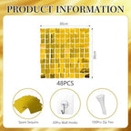 48 PCS Gold Shimmer Wall Backdrop, Square Sequin Photo Backdrops Panel, Glitter Wall Background for Birthdays, alternate view