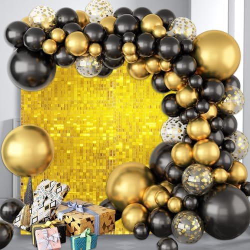 48 PCS Gold Shimmer Wall Backdrop, Square Sequin Photo Backdrops Panel, Glitter Wall Background for Birthdays, alternate view