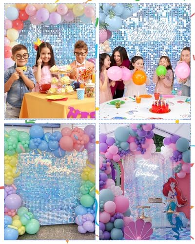 48 Pcs Iridescent Blue Shimmer Wall Backdrop Panels for Party Decorations, alternate view 3