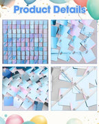 48 Pcs Iridescent Blue Shimmer Wall Backdrop Panels for Party Decorations, alternate view 5