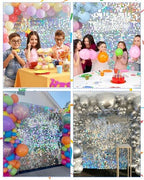 48 Pcs Iridescent Silver Shimmer Wall Backdrop Panels for Party Decorations, alternate view 3