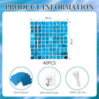48 PCS Lake Blue Shimmer Wall Backdrop, Square Sequin Photo Backdrops Panel, Glitter Wall Background for, alternate view 2