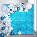 48 PCS Lake Blue Shimmer Wall Backdrop, Square Sequin Photo Backdrops Panel, Glitter Wall Background for, alternate view 4