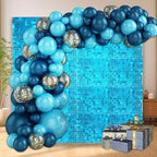 48 PCS Lake Blue Shimmer Wall Backdrop, Square Sequin Photo Backdrops Panel, Glitter Wall Background for, alternate view 6