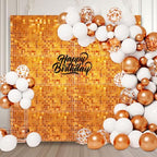 48 PCS Orange Shimmer Wall Backdrop, Square Sequin Photo Backdrops Panel, Glitter Wall Background for Birthdays