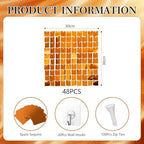 48 PCS Orange Shimmer Wall Backdrop, Square Sequin Photo Backdrops Panel, Glitter Wall Background for Birthdays, alternate