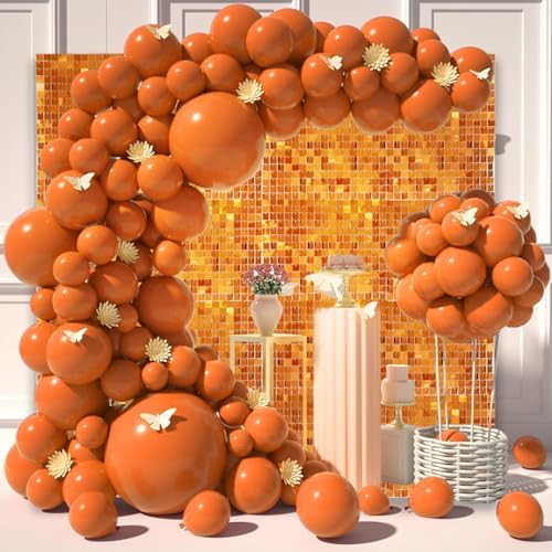 48 PCS Orange Shimmer Wall Backdrop, Square Sequin Photo Backdrops Panel, Glitter Wall Background for Birthdays, alternate