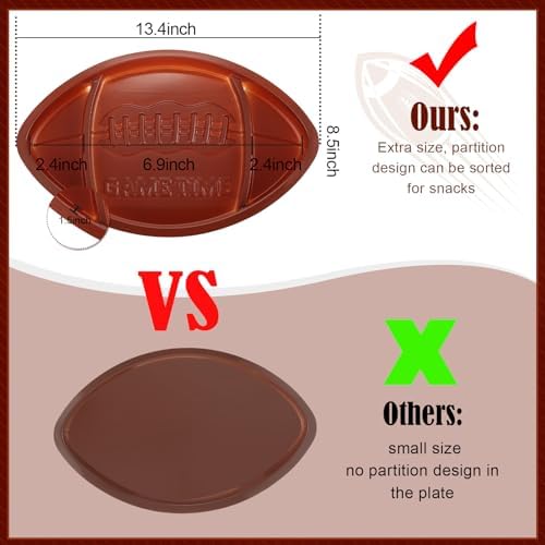 48 Pcs Plastic Football Serving Trays for Party, Food, Snack in about 13.4 x 8.5 inches, and about 1.5 inches, alternate view