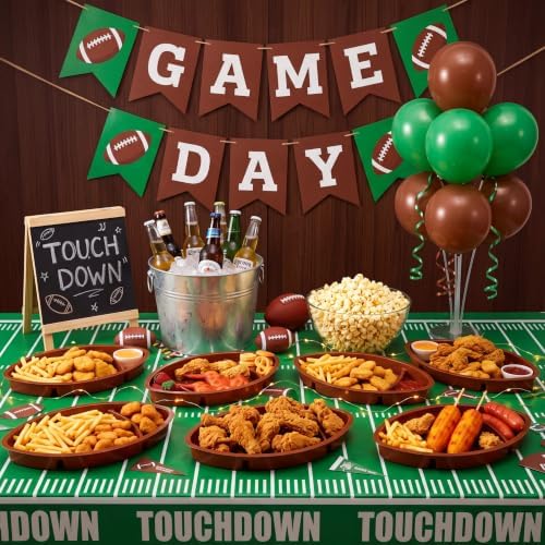 48 Pcs Plastic Football Serving Trays for Party, Food, Snack in about 13.4 x 8.5 inches, and about 1.5 inches, alternate view