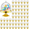 48 Pcs Plastic Mini Cake Stand with Dome Lid, Gold in Gold