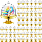 48 Pcs Plastic Mini Cake Stand with Dome Lid, Gold in Gold