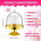 48 Pcs Plastic Mini Cake Stand with Dome Lid, Gold in Gold, alternate view 3