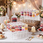48 Pcs Push Cake Pop Containers and 2 Pcs 20 Hole Cake Pop Stand in Transparent