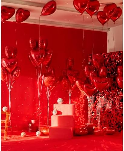 48 PCS Red Shimmer Wall Backdrop, Square Sequin Photo Backdrops Panel, Glitter Wall Background for Birthdays, alternate view
