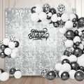 48 PCS Silver Shimmer Wall Backdrop, Square Sequin Photo Backdrops Panel, Glitter Wall Background for Birthdays