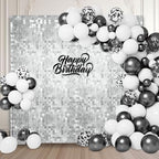 48 PCS Silver Shimmer Wall Backdrop, Square Sequin Photo Backdrops Panel, Glitter Wall Background for Birthdays