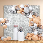 48 PCS Silver Shimmer Wall Backdrop, Square Sequin Photo Backdrops Panel, Glitter Wall Background for Birthdays, alternate