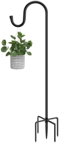 48" Shepherds Hooks for Outdoor, Heavy Duty Garden Bird Feeder Pole for Hanging Bird Feeder, Plant Baskets