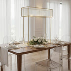 48" Tall Crystal Pendant Flower Stand, Gold Metal Rectangular Centerpiece Vase - Premium Floor Display Rack for