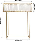 48" Tall Crystal Pendant Flower Stand, Gold Metal Rectangular Centerpiece Vase - Premium Floor Display Rack for, alternate