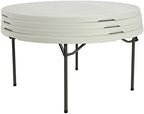 480301 Commercial Round Folding Table (4 Pack), 5', White in White