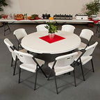 480301 Commercial Round Folding Table (4 Pack), 5', White in White, alternate view 2