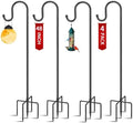 48in 5‐Prong Shepherd Hooks,4‐Pack Heavy‐Duty Iron Garden Hooks for Outdoor in 48in-4pack