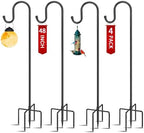 48in 5‐Prong Shepherd Hooks,4‐Pack Heavy‐Duty Iron Garden Hooks for Outdoor in 48in-4pack