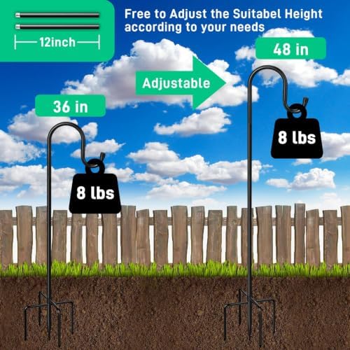 48in 5‐Prong Shepherd Hooks,4‐Pack Heavy‐Duty Iron Garden Hooks for Outdoor in 48in-4pack, alternate view 5