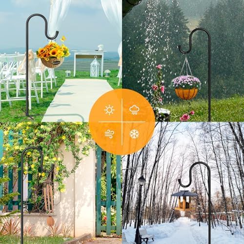 48in 5‐Prong Shepherd Hooks,4‐Pack Heavy‐Duty Iron Garden Hooks for Outdoor in 48in-4pack, alternate view 6