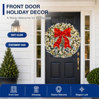 48in Large Flocked Artificial Pre-Lit Fir Christmas Wreath, alternate view 4