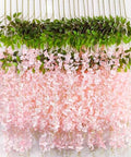 48pcs Artificial Wisteria Flowers 3.6 Feet/Piece Pink Dense Artificial Fake Wisteria Vine Ratta Hanging Garland