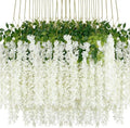 48Pcs Artificial Wisteria Flowers 3.6 Feet/Piece White Dense Artificial Fake Wisteria Vine Ratta Hanging Garland