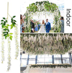48Pcs Artificial Wisteria Flowers 3.6 Feet/Piece White Dense Artificial Fake Wisteria Vine Ratta Hanging Garland, alternate