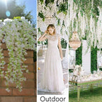 48Pcs Artificial Wisteria Flowers 3.6 Feet/Piece White Dense Artificial Fake Wisteria Vine Ratta Hanging Garland, alternate