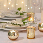 48PCS Assorted Gold Votive Candle Holders Bluk, Gold Wedding Decorations, Mercury Glass Candle Holder for Tea, alternate view