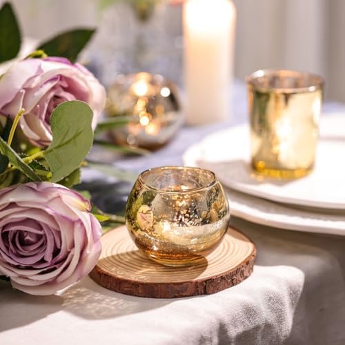 48PCS Assorted Gold Votive Candle Holders Bluk, Gold Wedding Decorations, Mercury Glass Candle Holder for Tea, alternate view