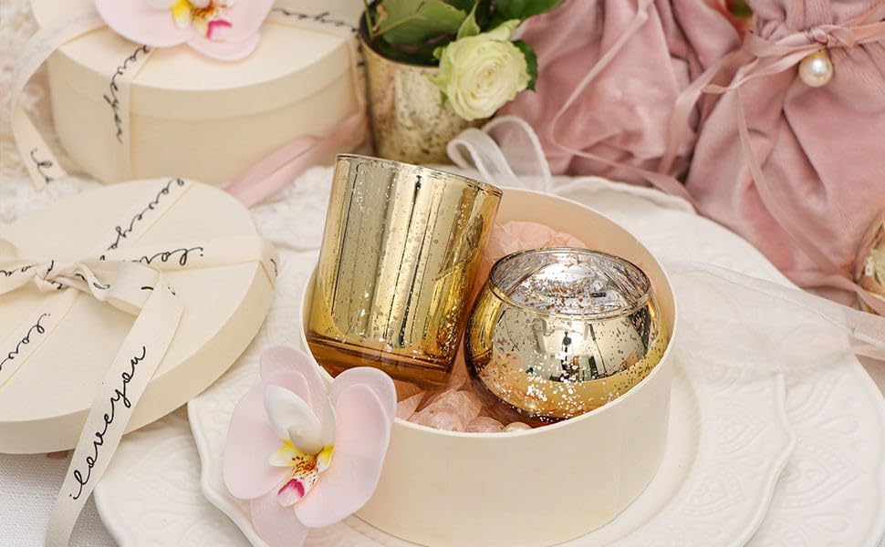 48PCS Assorted Gold Votive Candle Holders Bluk, Gold Wedding Decorations, Mercury Glass Candle Holder for Tea, alternate view