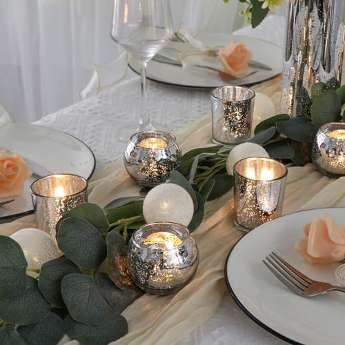 48PCS Assorted Votive Candle Holders, Mercury Glass Candle Holder for Party, Wedding Centerpieces for Tables, alternate view