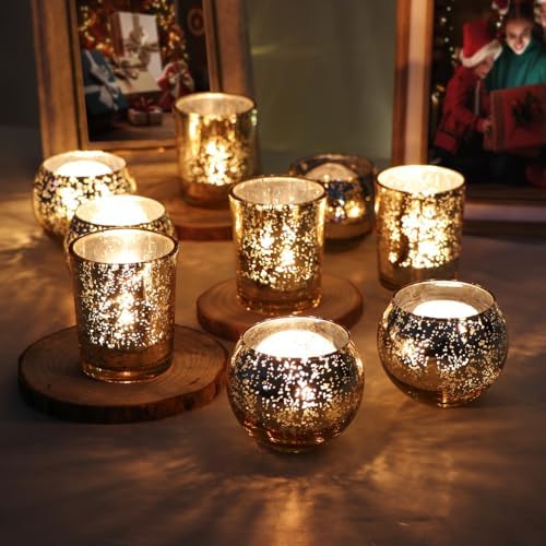 48PCS Assorted Votive Candle Holders, Mercury Glass Candle Holder for Party, Wedding Centerpieces for Tables, alternate view