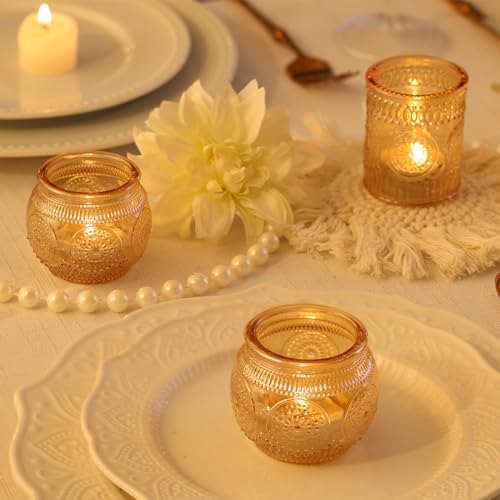 48Pcs Gold Votive Candle Holders - Glass Candle Holder Bulk for Table Centerpiece, Tea Lights Candle Holders for, alternate