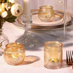 48Pcs Gold Votive Candle Holders - Glass Candle Holder Bulk for Table Centerpiece, Tea Lights Candle Holders for, alternate