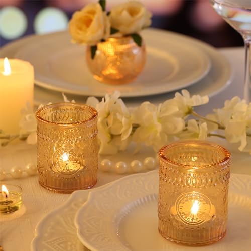 48Pcs Gold Votive Candle Holders - Glass Candle Holder Bulk for Table Centerpiece, Tea Lights Candle Holders for, alternate